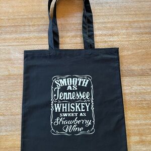 Black Tote Bag with White Print